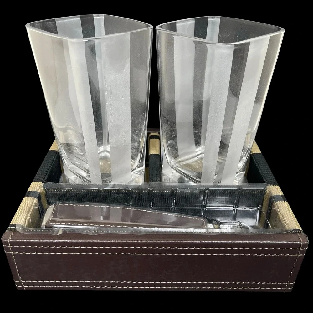 Thomas O'Brien Vintage Modern Striped Sport Beer Set 2 Mugs Bottle Opener‎